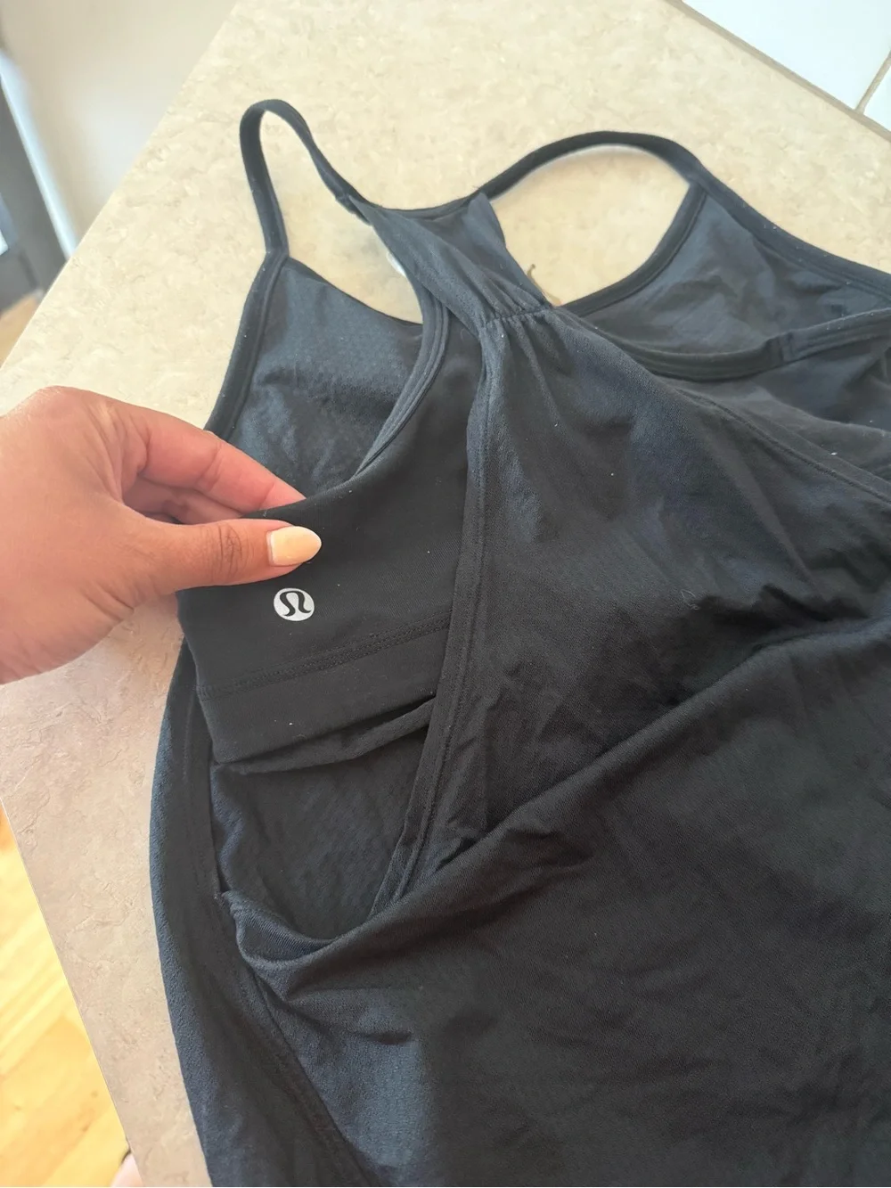 Black Racerback Tank Top lululemon peekaboo‎ bra